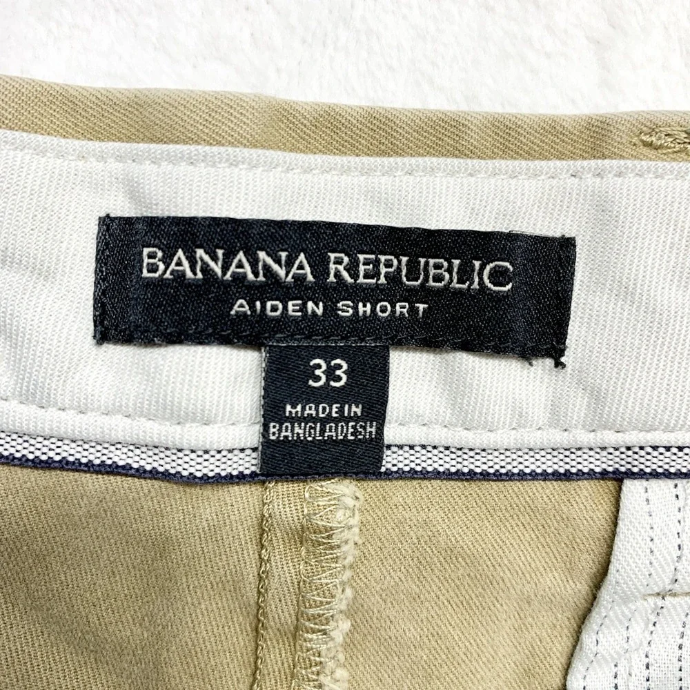 Banana‎ Republic Aiden Short Mens Size 33 Khaki Chino Slim Fit Cotton Spandex
